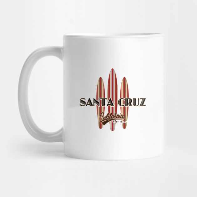 Santa Cruz California with three Surfboards Logo Sticker Duke Dark by PauHanaDesign